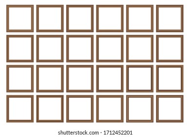 Big set of squared vintage wooden frame for your design. Vintage cover. Place for text. Vintage antique beautiful rectangular frames. Template vector illustration.