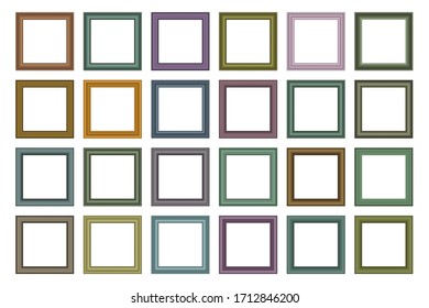 Big set of squared vintage wooden frame for your design. Vintage cover. Place for text. Vintage colorful antique beautiful rectangular frames. Template vector illustration.
