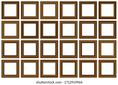 Big set of squared vintage wooden frame for your design. Vintage cover. Place for text. Vintage antique beautiful rectangular frames. Template vector illustration.