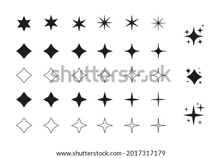 Big set of star icon, magic spark for graphic or product design.