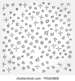 Big Set of Stars Hand Drawn