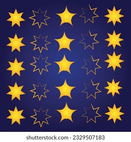 Großer Satz von Sternen - Vektorgrafik. Vektorsternsymbole einzeln. Schwarzer Stern Symbol.