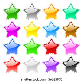 Big set of star-shape buttons