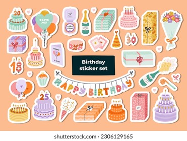 Balloon Birthday Stickers, Set of 88 on 2 sticker sheets, Happy Birthday  Stickers, Birthday Party Stickers