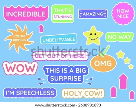 Big set of stickers surprise vector
Vector set of surprise beautiful stickers icons