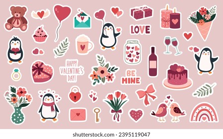 Gran conjunto de stickers para el día de San Valentín