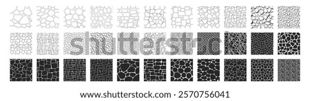 Big set stone on ground vector mosaic pattern. Mosaic texture. Gravel and pebble mosaic stone pattern with paving texture