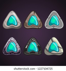 Big set of stone pointers with inlaid gems