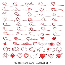 A big set of stylized hearts logos.
