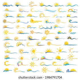 The Big set of sun and sea symbols.