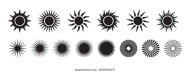 big set of sun web icons - vector design elements. Summer, sunlight, nature, sky. Vector illustration eps 10