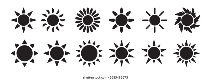 big set of sun web icons - vector design elements. Summer, sunlight, nature, sky. Vector illustration eps 10