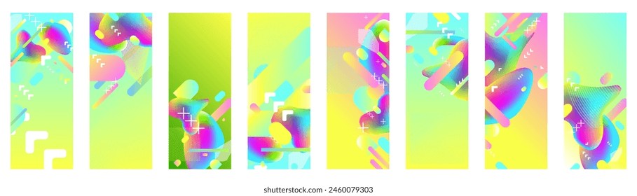 Grandes superficies cubiertas fondos Nuevos brillantes jugosos verano abstracto fluido creativo Anuncio, colores de neón brillante de moda con líneas dinámicas