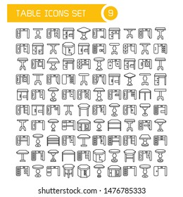 big set table and desk icons, furniture decoration set