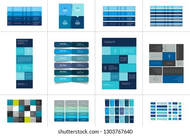 Big set of tables, schedules, banners. Step by step infographic.