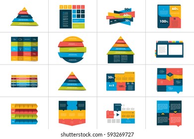 Big set of tables, schedules, banners. Step by step infographic.