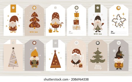 Big set of tags with cute gnomes. Perfect for baby shops, product packaging