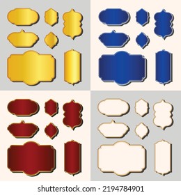 Big set Template of Decorative frames,borders rectangular shape. Metalic frames set in 4 different style
