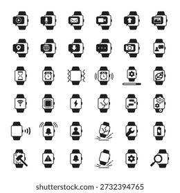 Big set of thirty six glyph watch icons