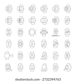 Big set of thirty six outline watch icons