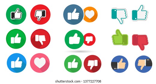 Big set thumb up and thumb down. Social media collection