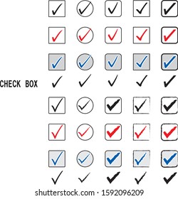 
Big set of tick and cross signs. Check mark OK and NO icon of different design on white background. Simple marks graphic design. Vector illustration.