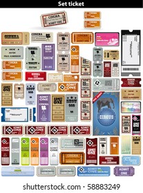 big set: tickets in different styles. Vector.