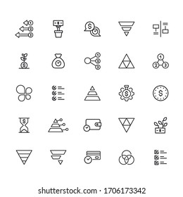 Gran conjunto de iconos de línea de administración de tiempo. Ilustración vectorial aislada en un fondo blanco. Símbolos de calidad superior. Iconos vectoriales de trazo para conceptos o gráficos web. Sencillas señales de línea delgada. 