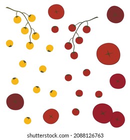 Große Tomatenserie. Rote und gelbe Kirsche.