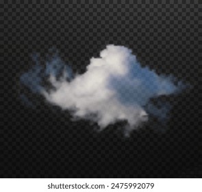 Big set of transparent clouds. Vector isolated smoke PNG. White smoke texture on a transparent black background. Special effect of steam, smoke, fog, clouds.	