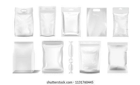 Big Set Of Transparent Empty Plastic Packaging. EPS10 Vector