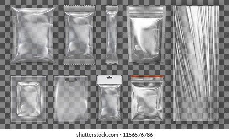 Big Set Of Transparent Empty Plastic Packaging. EPS10 Vector - Shutterstock ID 1156576786