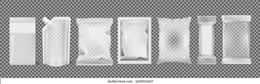 Big Set Of Transparent Empty Plastic Packaging. EPS10 Vector