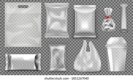 Big Set Of Transparent Empty Plastic Packaging. EPS10 Vector