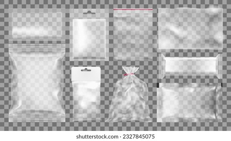 Big Set Of Transparent Empty Plastic Packaging. EPS10 Vector