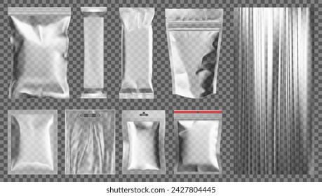 Big Set Of Transparent Empty Plastic Packaging. EPS10 Vector