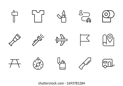 Big set of travel line icons. Vector illustration isolated on a white background. Premium quality symbols. Stroke vector icons for concept or web graphics. Simple thin line signs. 