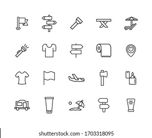 Big set of travel line icons. Vector illustration isolated on a white background. Premium quality symbols. Stroke vector icons for concept or web graphics. Simple thin line signs. 