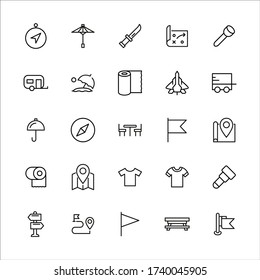 Big set of travel line icons. Vector illustration isolated on a white background. Premium quality symbols. Stroke vector icons for concept or web graphics. Simple thin line signs. 