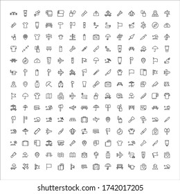 Big set of travel line icons. Vector illustration isolated on a white background. Premium quality symbols. Stroke vector icons for concept or web graphics. Simple thin line signs. 