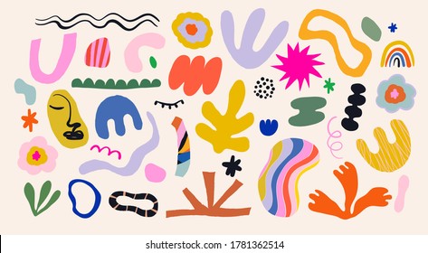 Big set of trendy design elements. Collection of different hand drawn shapes and textures. All elements are isolated. Vector EPS10.