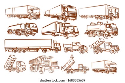 Big Set Truck Sketch Stock Vector (Royalty Free) 1688885689 | Shutterstock