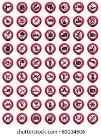  Big set of useful and unusual  prohibited signs-vector