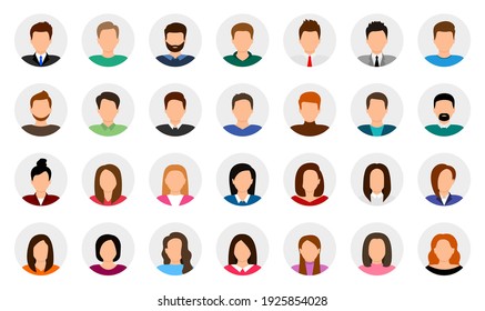 Big set of user avatar. People avatar profile icons. Male and female faces. Men and women portraits. Unknown or anonymous person. Characters collection. Vector illustration. - Shutterstock ID 1925854028