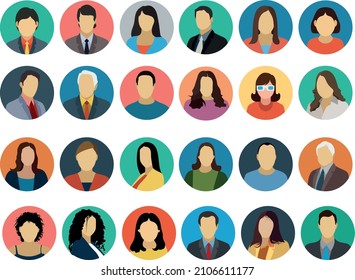 Big set of user avatar. People avatar profile icons. Male and female faces. Men and women portraits. Unknown or anonymous person. Characters collection. Vector illustration.