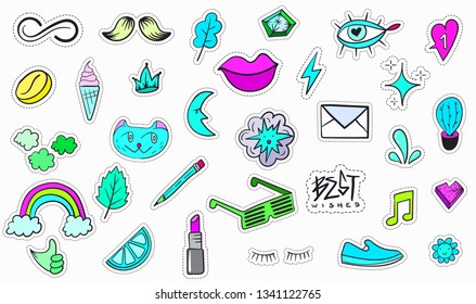 Big Set Vaporwave Styled Colorful Modern Stock Vector (royalty Free 