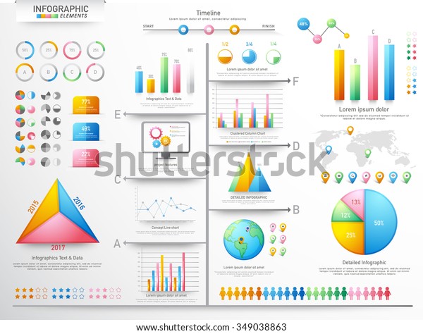 Big Set Various Business Infographic Elements Stock Vector (Royalty ...