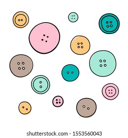 The big set of various buttons on the white. minimalism sketch style