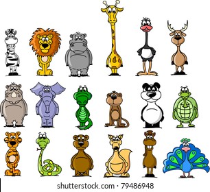 Big set of various cartoon animals