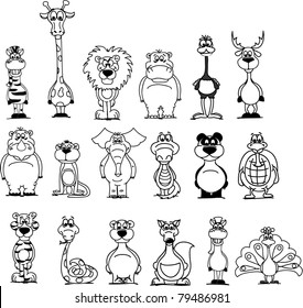 Big set of various cartoon animals